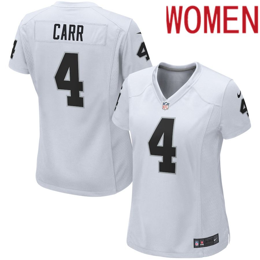 Women Oakland Raiders #4 Derek Carr Nike White Game NFL Jersey